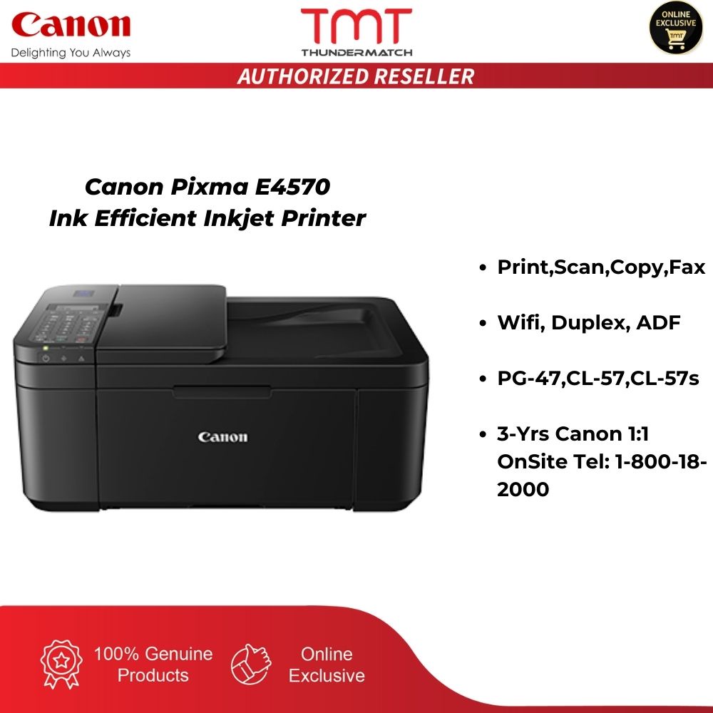 Canon Pixma E4570 Ink Efficient Inkjet Printer Print,Scan,Copy,Fax