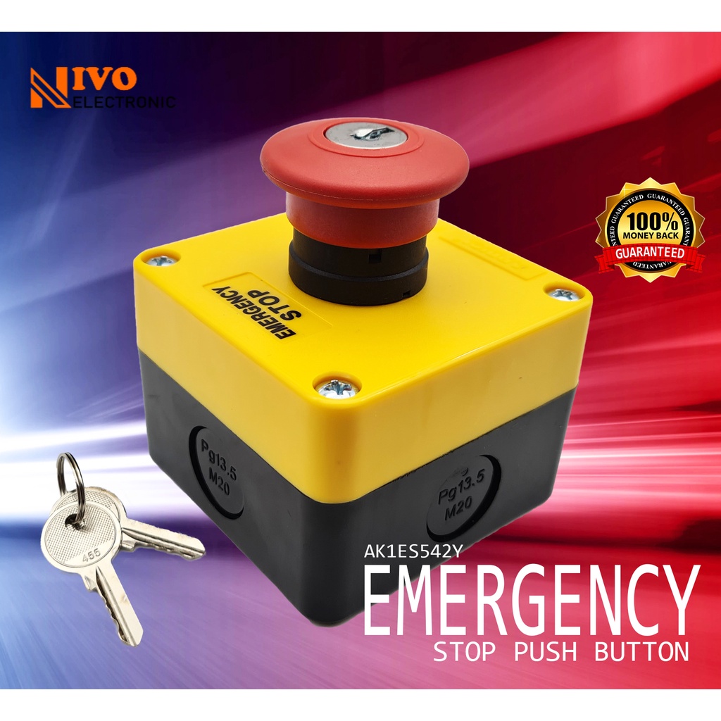 E STOP SWITCH XALZ01 EMERGENCY STOP PUSH BUTTON WITH BOX WITH KEY