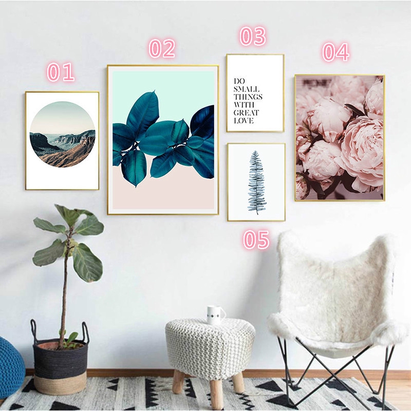 Blue Leaf Botanical Canvas Poster Nordic Wall Art Print Scandinavian Decoration