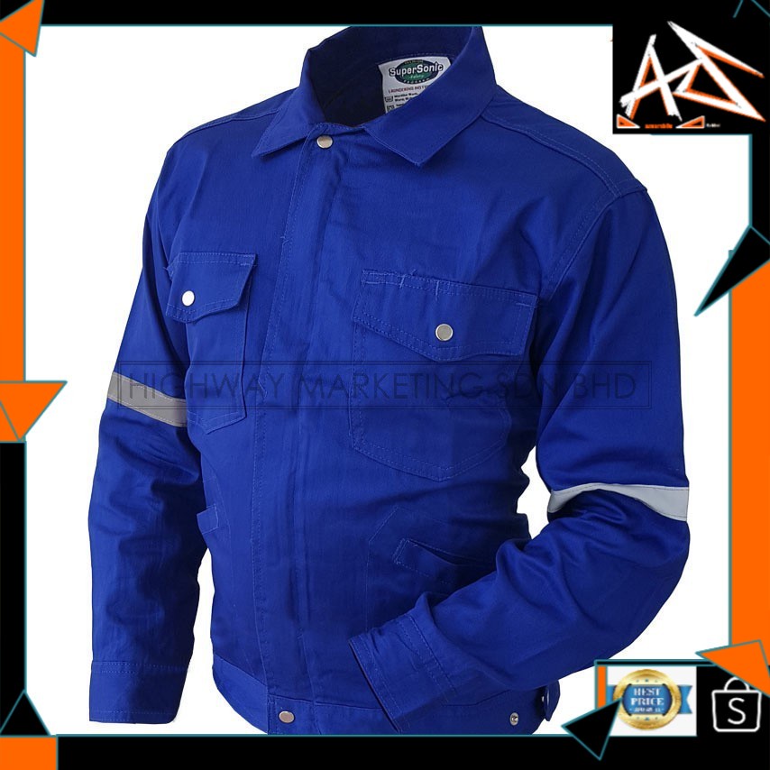 MALAYSIA UP📣(AZWAR SHOP) Supersonic Safety Reflective Workwear Jacket Blue/Red M - 4XL