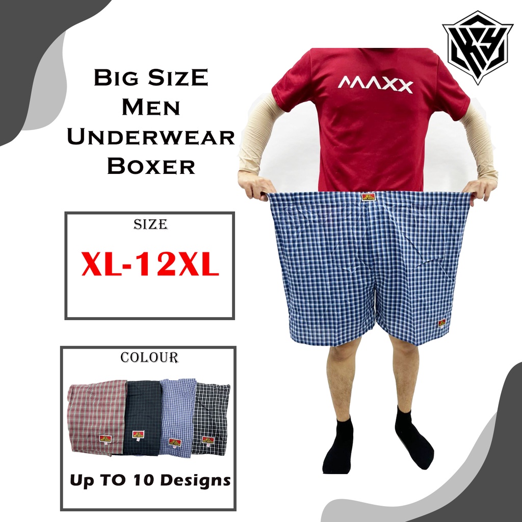【KY】12B｜12XL Big Size Men Boxer 100%cotton ada lubang Seluar Dalam Lelaki Dewasa Plus Size Underwear Trunks大码宽松四角内裤