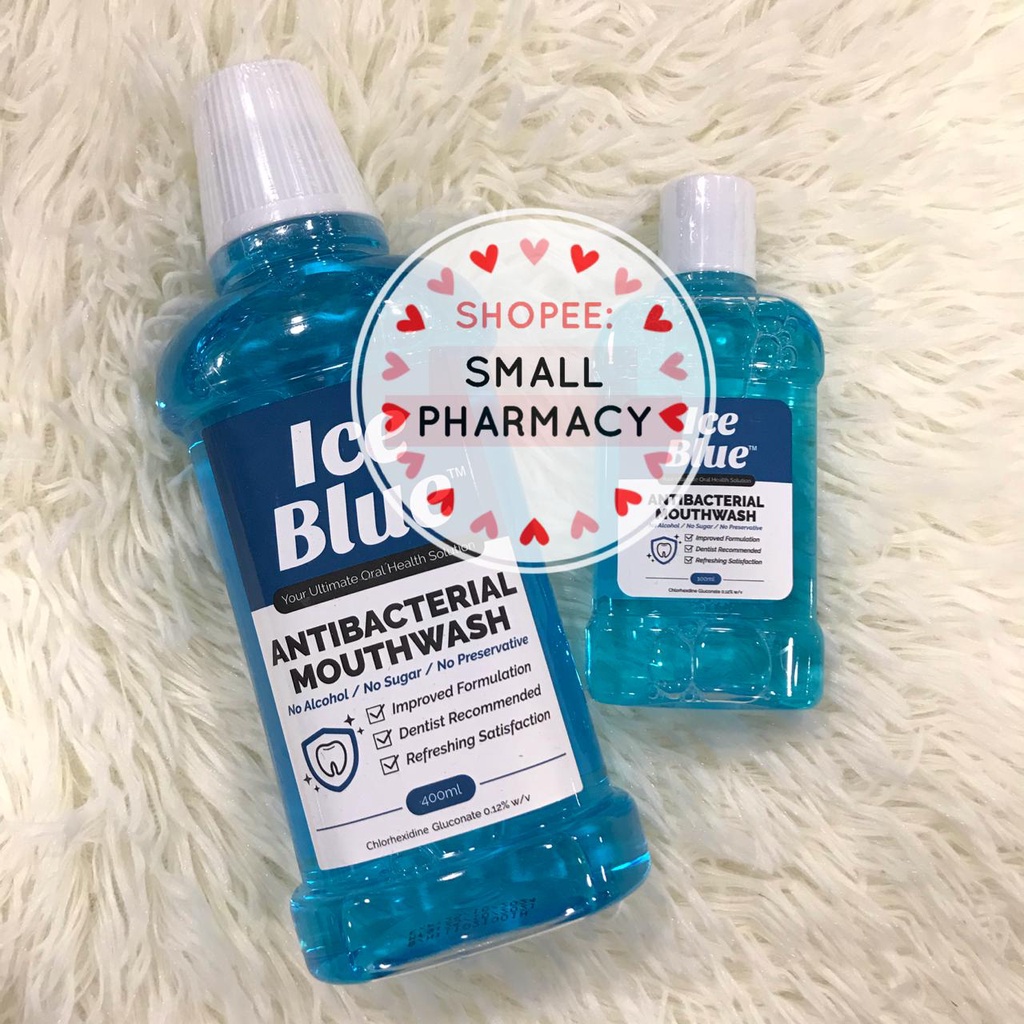 Ice Blue antibacterial mouth wash gargle 100ml / 400ml ( chlorhexidine