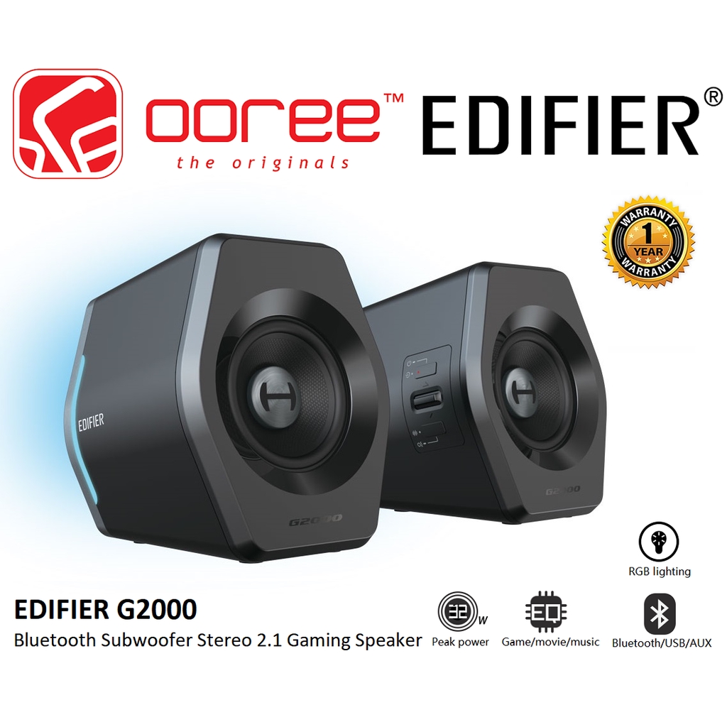 EDIFIER G2000 2.1 WIRELESS BLUETOOTH SUBWOOFER STEREO SPEAKER WITH RGB LIGHTNING AND