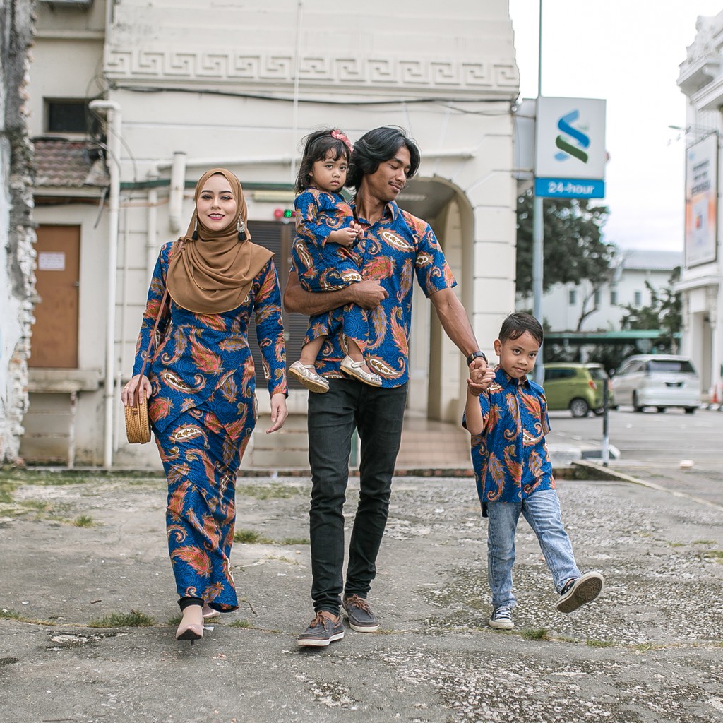  BAJU  SEDONDON  FAMILY  FREEDA SET BATIK  ROYAL BLUE 