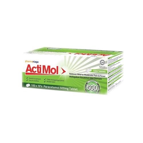 Pharmaniaga Actimol Paracetamol 500mg 1 box (1000 tablets) EXPIRY 8/