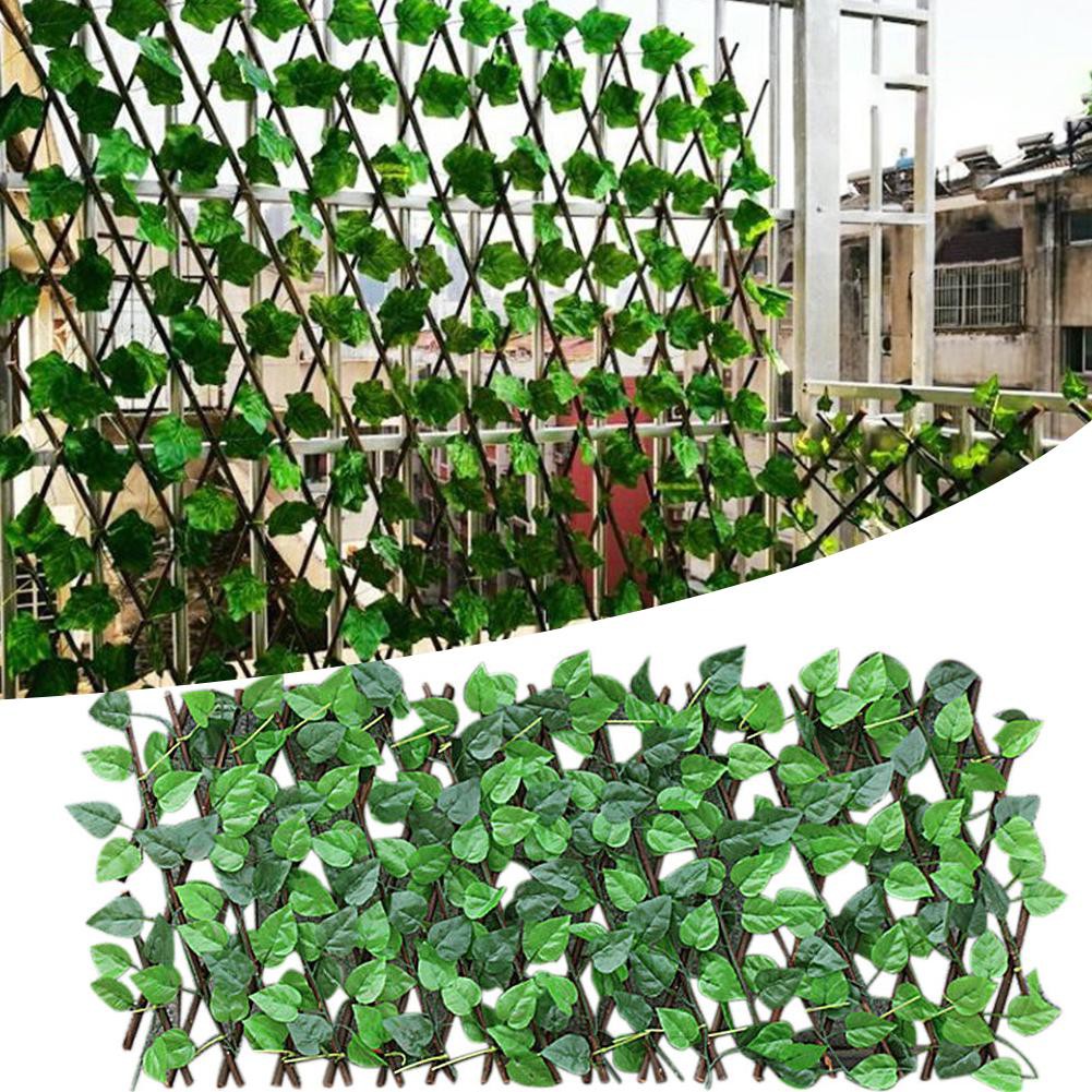 Foldable Garden Fence Expansion Trellis Privacy Screen with Artificial 