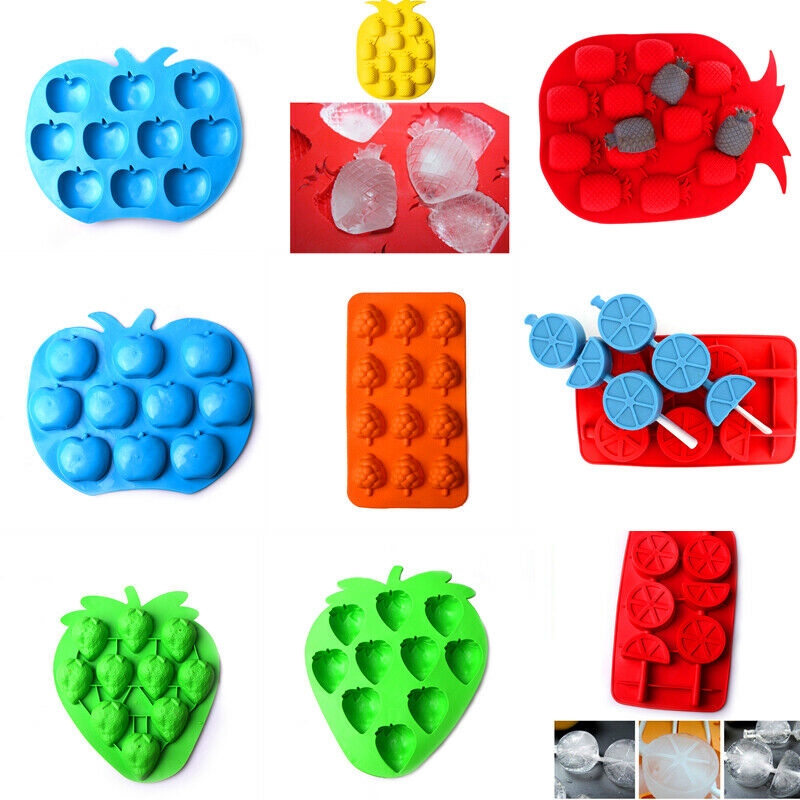 New Fruit Shape Silicone Ice Mold Tray Kitchen Bar Popsicle Ice Cream Maker Tool Ice Cube Mould