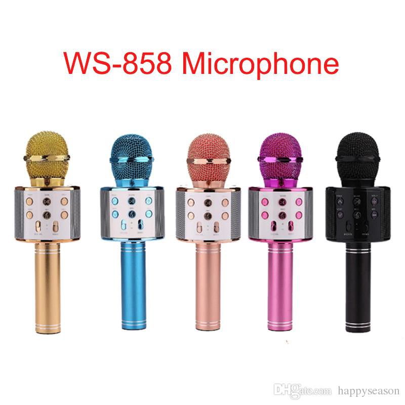 WS858 Wireless Bluetooth Microphone Karaoke Mic KTV Stereo USB Player.