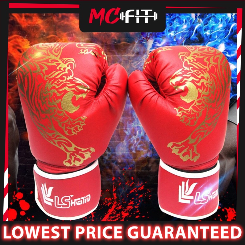 MCFIT Boxing Glove MMA Full Finger Boxing Glove Fighting Kickboxing Sanda Silat Fitness Gym Taekwando Sarung 武术散打 拳击 手套