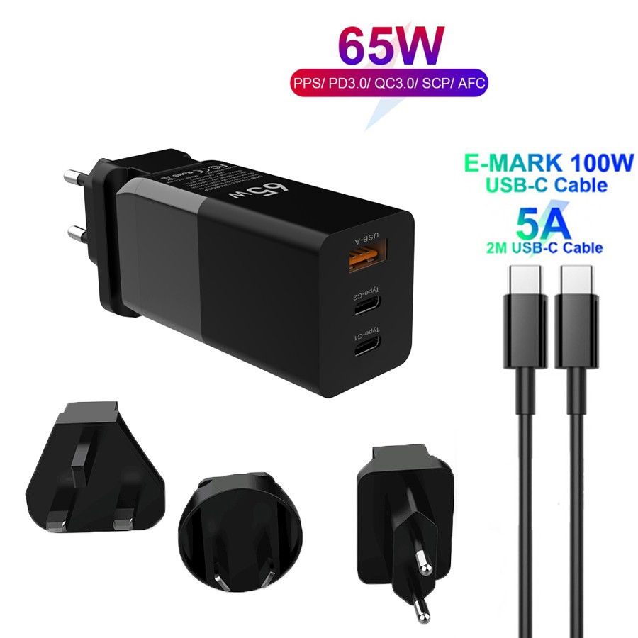 GaN Charger 65W USB C PD Charger Quick Charge 3.0 QC3.0 PPS SCP AFC PD3.0  PD USB-C Type C Fast USB Charger For Macbook Pro iPhone Samsung Huawei  Xiaomi | Shopee Malaysia