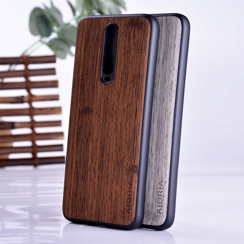 SKINMELEON Redmi K30 Casing Slim Hard Case Bamboo Pattern Shockproof Phone Case Soft TPU Leather Cover