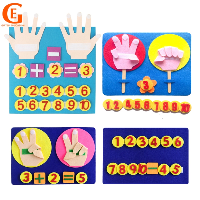 Have Premium Kid Montessori Math Toy Felt Finger Numbers Puzzle Matching Toddler Counting Fingers Intelligence Early ... - Image 2