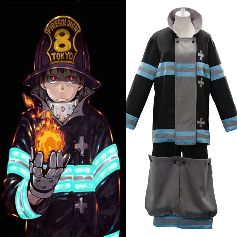 Fire Force Fire Brigade Uniform Shinra Kusakabe Cosplay Costume Party Anime Shopee Malaysia - uniform fire force roblox