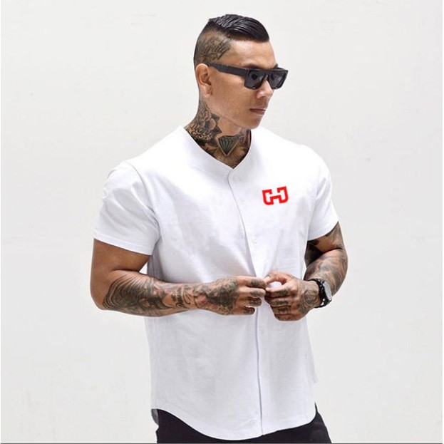 Men's Korean Baseball Jersey Cropped Tee Men T-shirts Short Sleeve T-shirt  | Shopee Malaysia