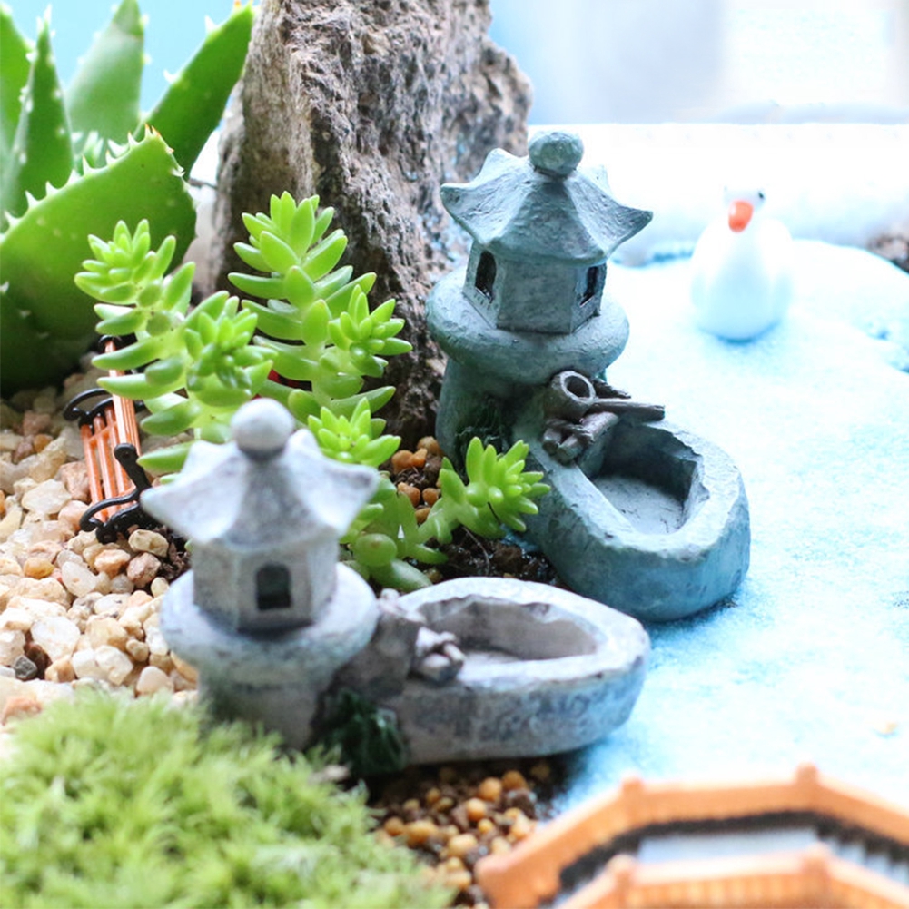 Diy Craft Aquarium Mini Tower Pool Handmade Resin Landscape Garden