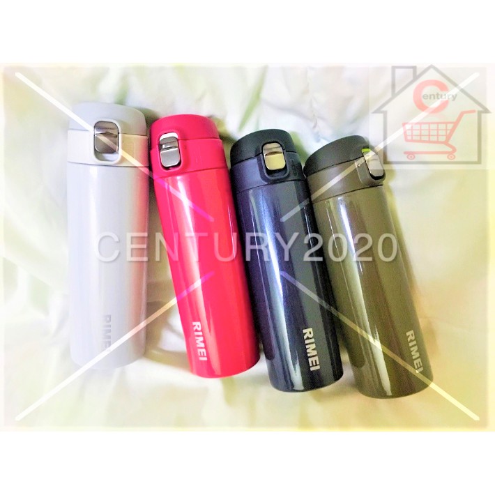 RIMEI Water Bottle Double Wall Vacuum Insulated Thermos Travel Mug Push Button With Lock 420ML