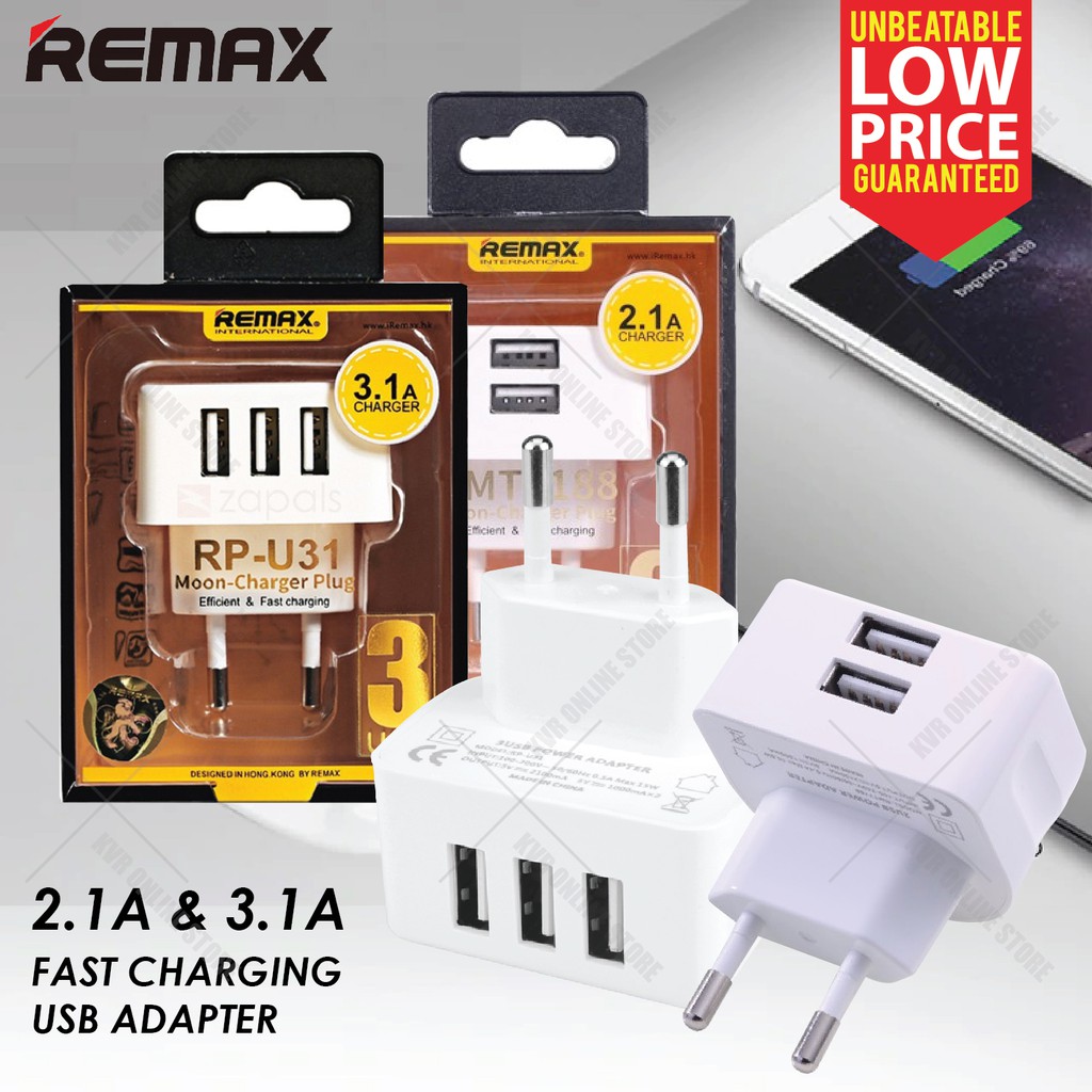 Remax Fast Charging 3 Port 3.1A 2 Port 2.1A USB Charger Adapter (OEM ...