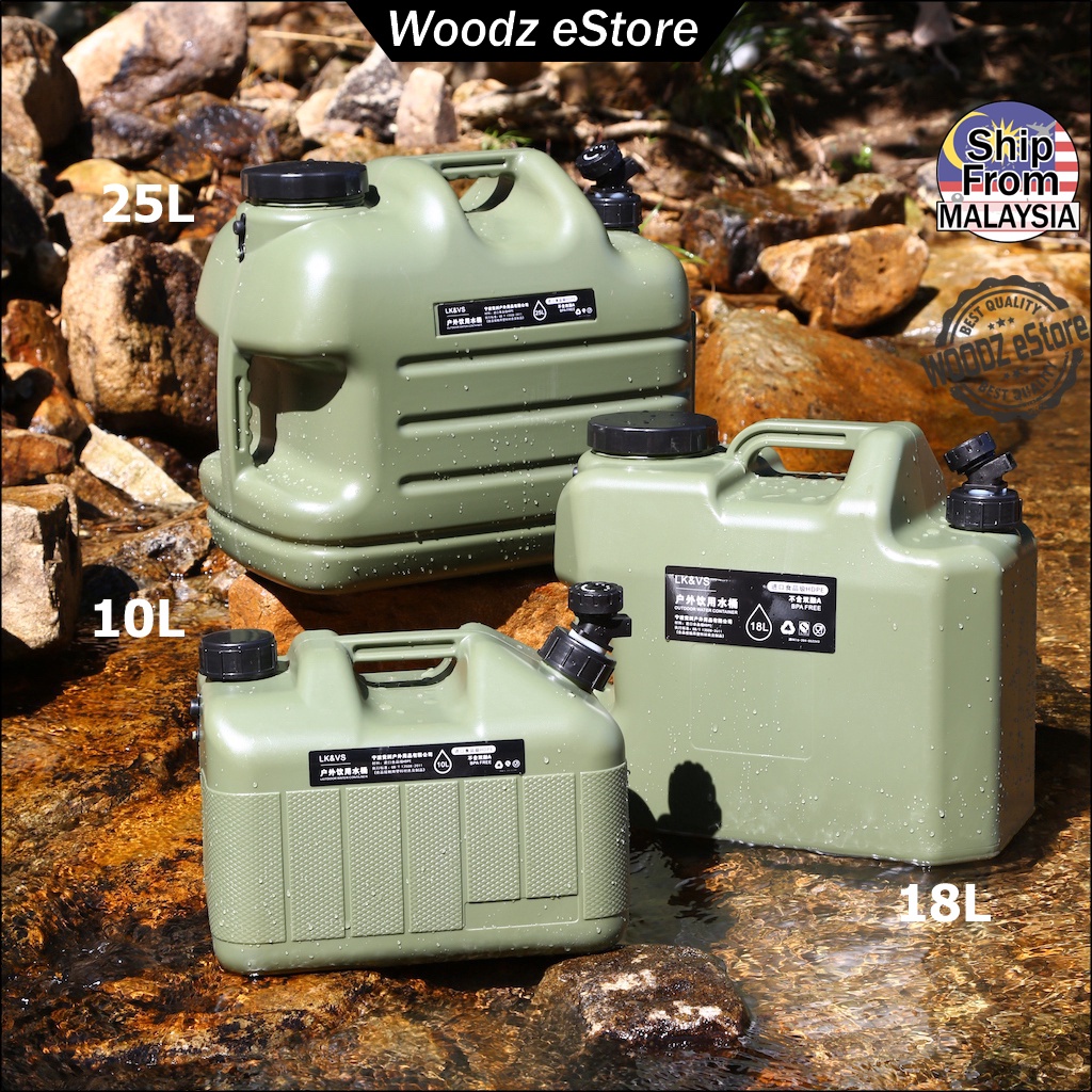 [Woodz] Camping Water Tank Water Container Outdoor Bucket Food Grade 10L/18L/25L Large Storage