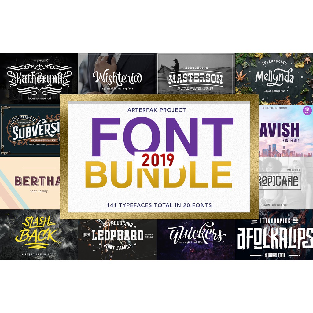 Font Arterfak Project Font Bundle 2019 141 Typefaces Total In