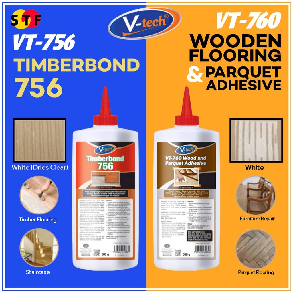 Wood and Parquet Adhesive 500g Glue Parquet Gam utk Kayu & Parquet VT756 / VT760 Gam Lebih Kuat & Cepat Kering wood glue