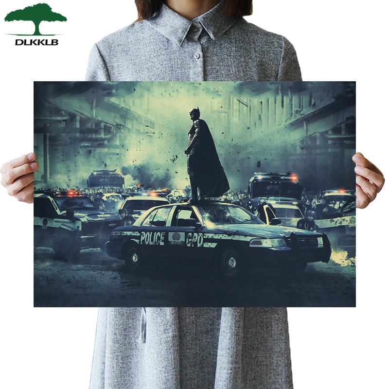 DLKKLB Classic Movie Batman Poster DC Comic Superhero Decorative Painting 51x36cm Vintage Bedroom Home Decoration Wall Sticker Wall Art