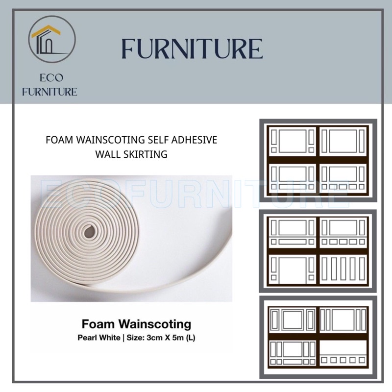 Foam Wainscoting Self Adhesive Wall Skirting DIY Frame (3cm x 5m