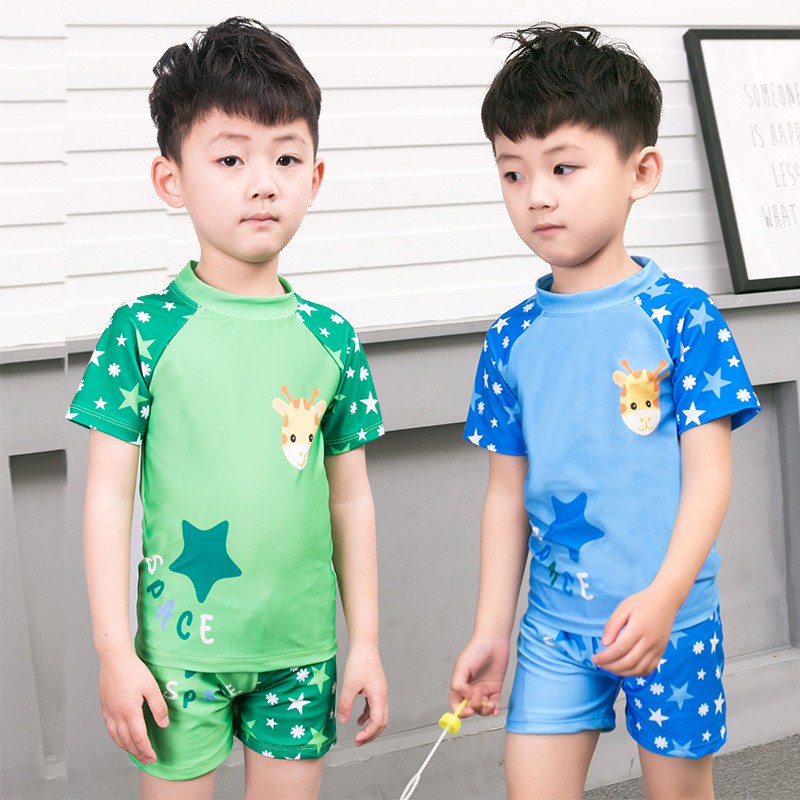 Ready Stock two Piece Boy  Baby  Swimming Suit Star Swimwear 