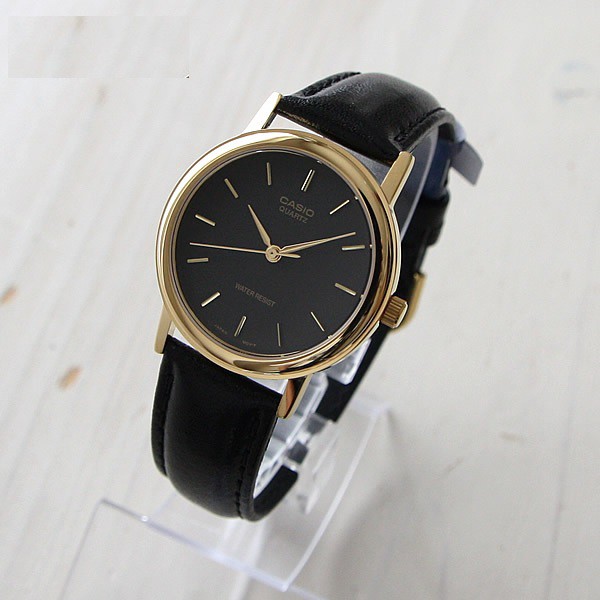 Original Casio Mtp 1095q 1a Men Black Leather Gold Analog Casual Watch Shopee Malaysia