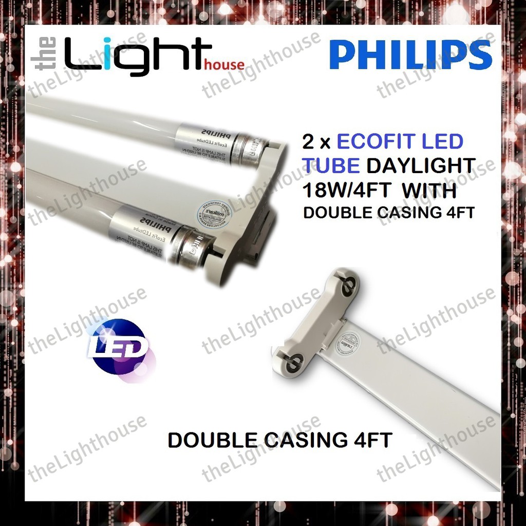 2set X Philips 4ft 18w Ecofit T8 Glass Led Tube C W Double Casing Lampu Panjang Lampu Led Lampu Kalimantang Shopee Malaysia