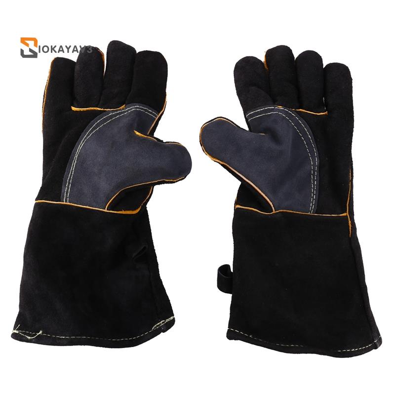 Extreme Heat&Fire Resistant Gloves Leather with Stitching,Mitts Perfect for Fireplace,Stove,Oven