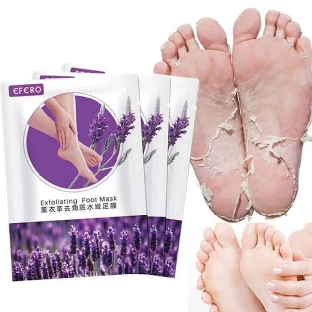 一包8 足膜一袋2片 一双脚 Efero薰衣草精华去角质足膜去死皮脚后跟干裂嫩白保湿脱皮足膜使用说明 1 足部清洁擦干后 取出足膜 然后剪开封口 2 套上足膜后 贴上脚碗处的贴纸封口 使用30至45分钟 清水冲洗干净 Shopee Malaysia