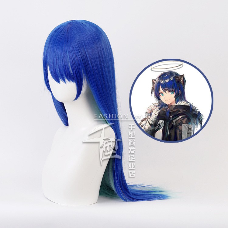 dark blue anime wig