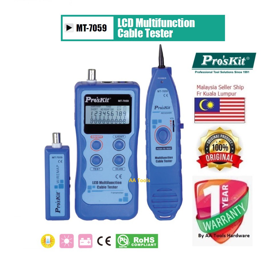 MT-7059 LCD display Multifunction Cable Tester Wire tracing LAN cable ProsKit 
