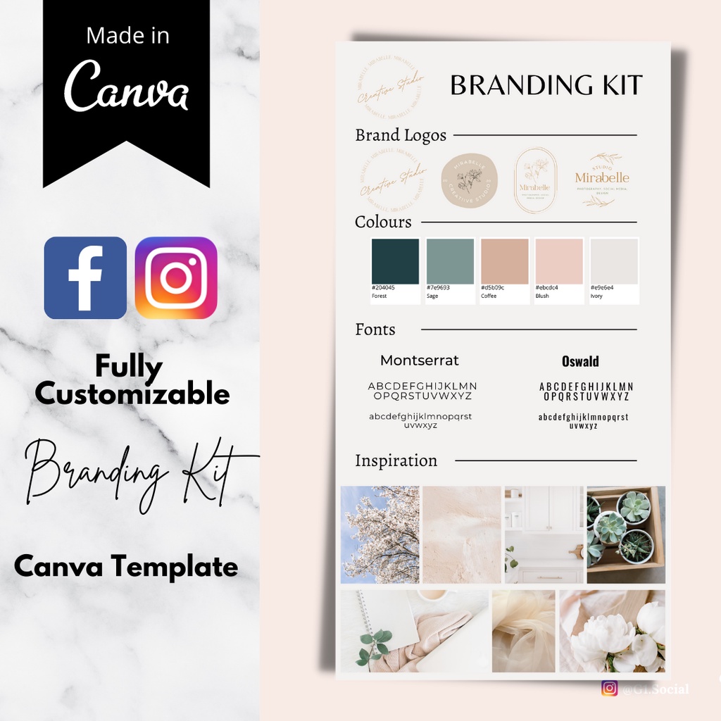 Fully Customizable Brand Kit | Canva Template | Branding Design ...