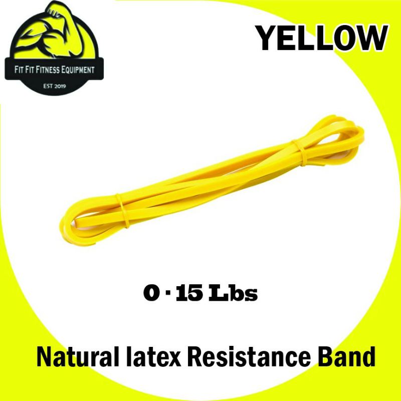 Fitness Gym Natural latex Resistance Band Yellow 15lbs Elastic Band Exercise Band, Home Exercise Workout (READY STOCK)