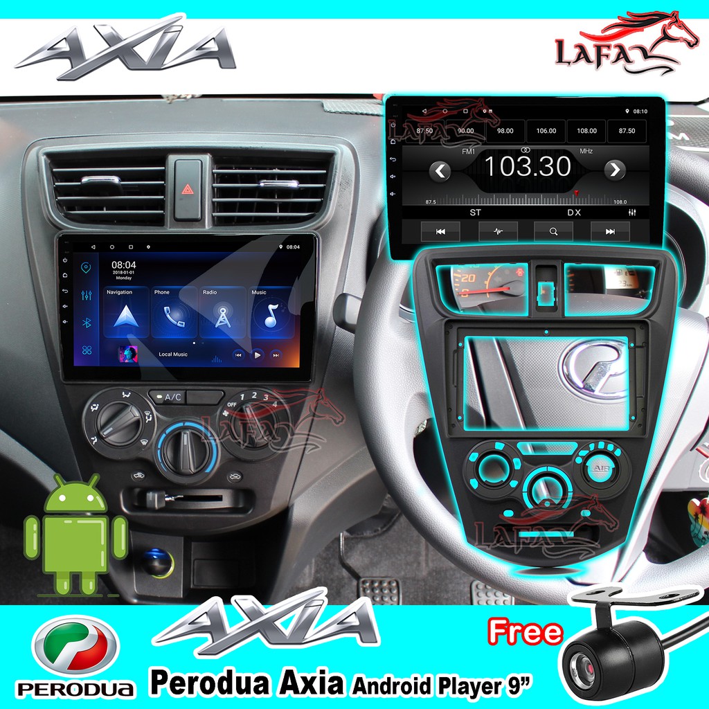 Perodua Axia T3 Quad Core 1.2GHz 9" IPS Screen Android Player Car