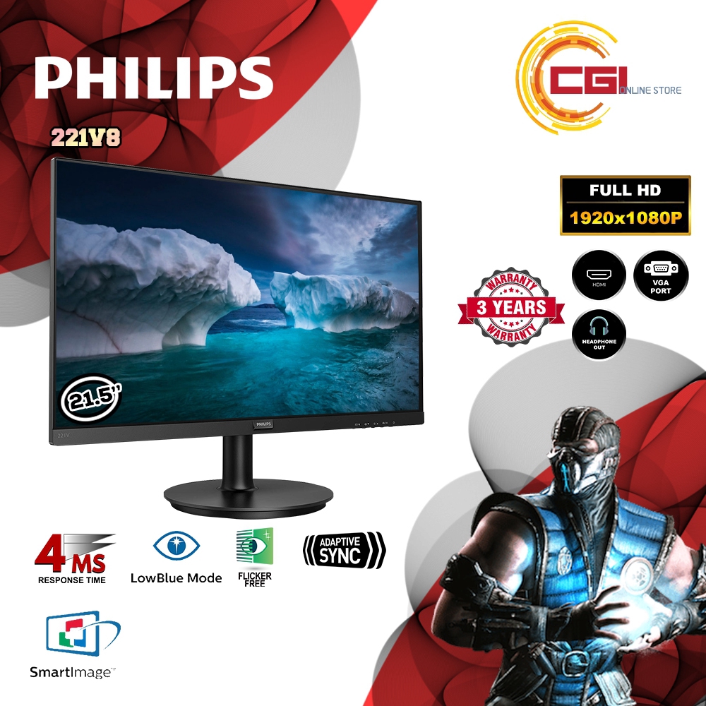Philips 221V8 21.5" Full HD VA 75Hz Adaptive Sync LED Monitor | Shopee ...