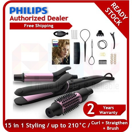 Philips Style Care Multi Hair Styler with 15 Attachments BHH822 Curler &  Straightener | Shopee Malaysia