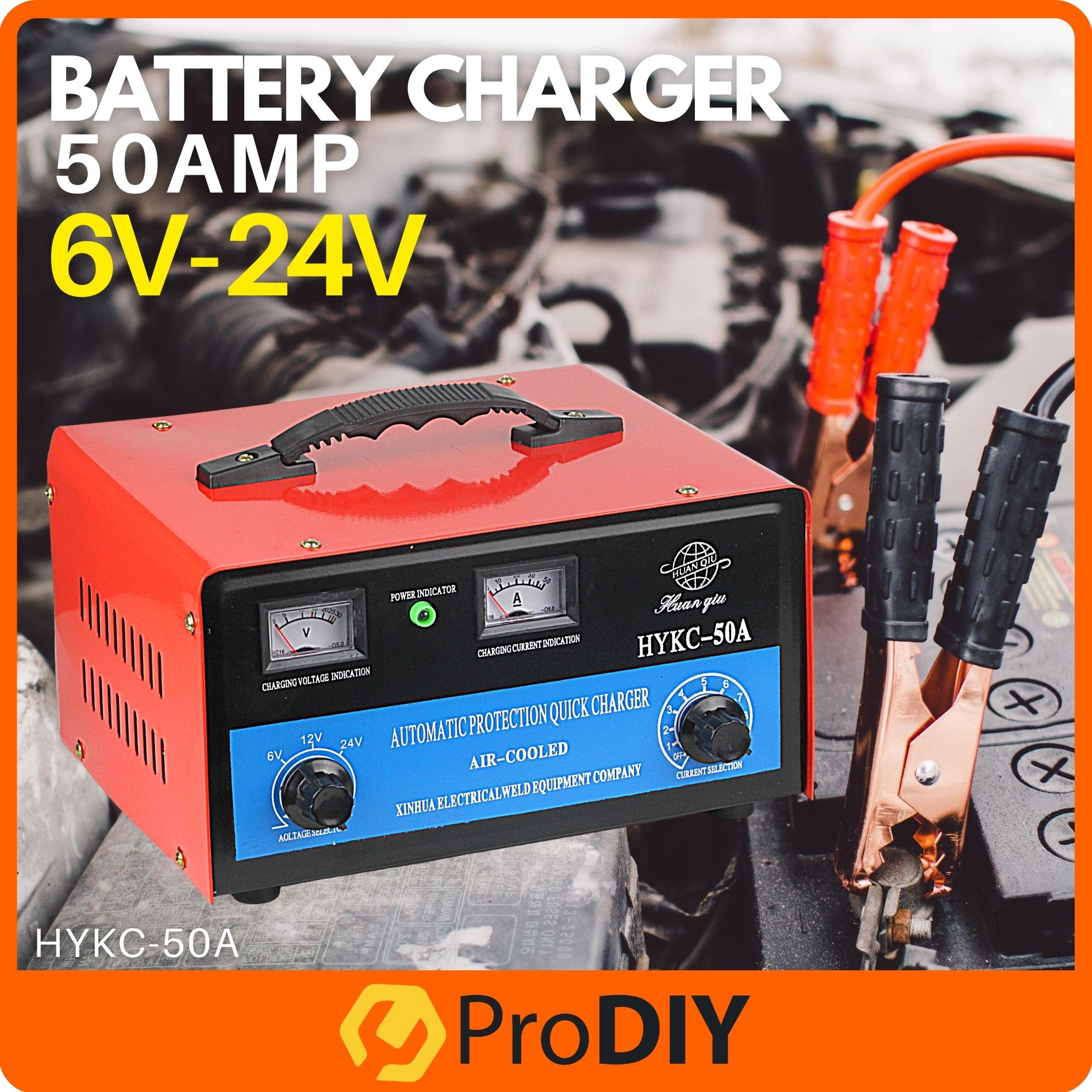 6V / 12V / 24V Battery Charger 50AMP 50A Electric Power Charging Car Motorcycle Pengecas Bateri Kereta ( HYKC-50A )