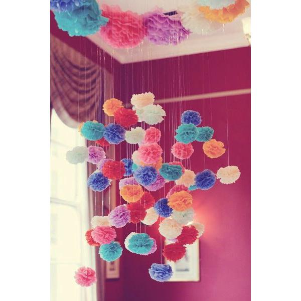 6 Pcs 6 15cm Solid Color Diy Tissue Paper Pom Poms Flower