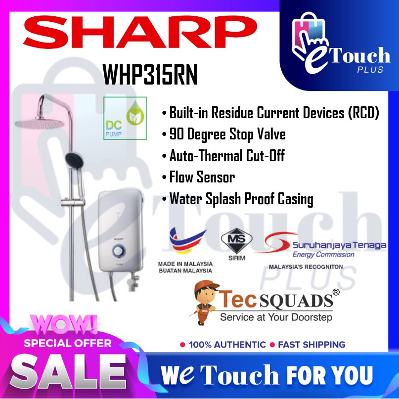 Sharp Water Heater Rain Shower CW DC Inverter Pump WHP315RN