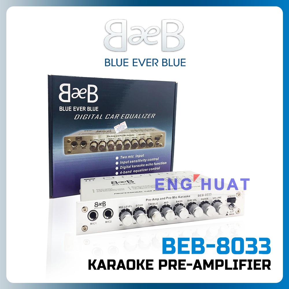 BEB8033 PreAmp Audio Parametric Equalizer Karaoke PreAmp Double Mic