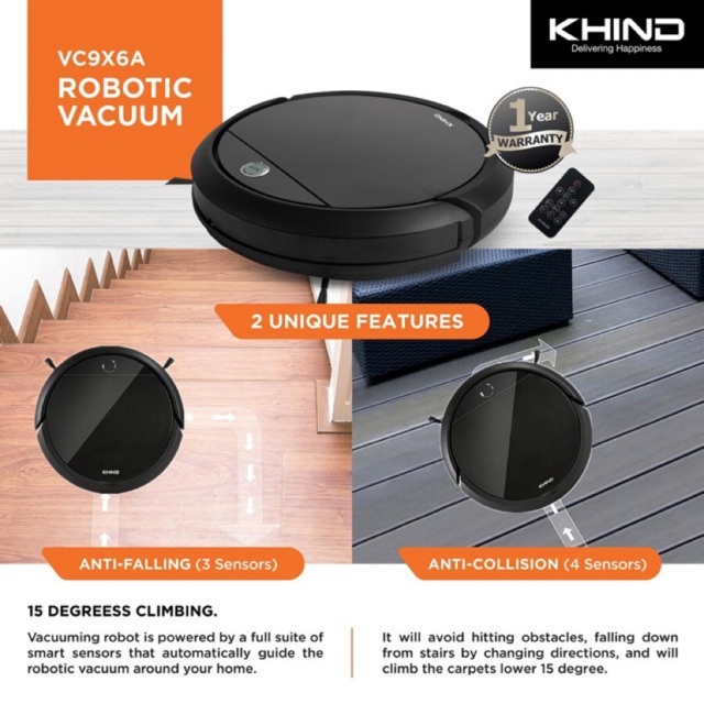 Khind Robotic Vacuum Cleaner VC9X6A Vacuum,Mop & Auto Charging Function