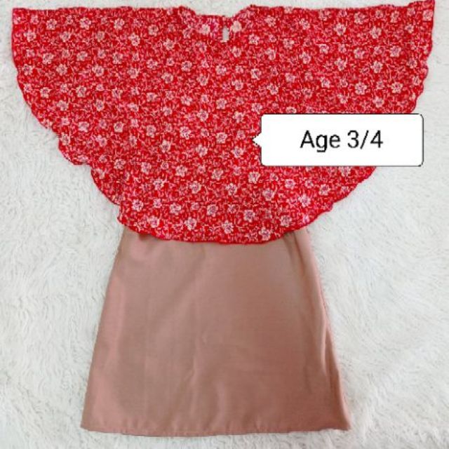 Baju Kurung Kelawar Batwing Budak Anak Kids Merah Coklat Baju Kurung Kelawar Batwing Budak Anak Kids Merah Coklat