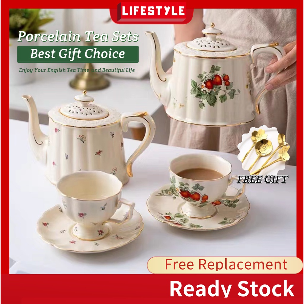 LIFESTYLE ?Sudu Percuma? Set Teh Klasik Perancis Teapot, Teh Cawan Porselin, Tebal Tahan Haba Tea Pot