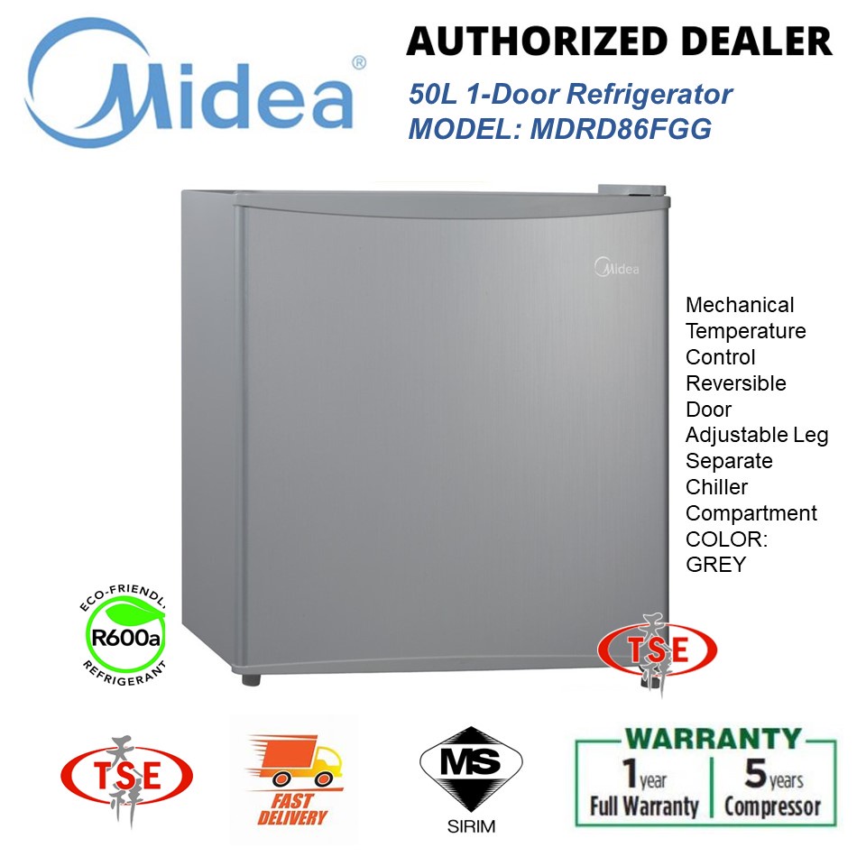 Midea MDRD86FGG Mini Bar Refrigerator Gross Capacity 50L Colour~Grey