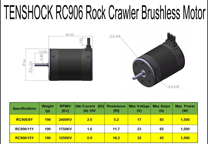 1/10 Brushless Motor Tenshock RC906 6 