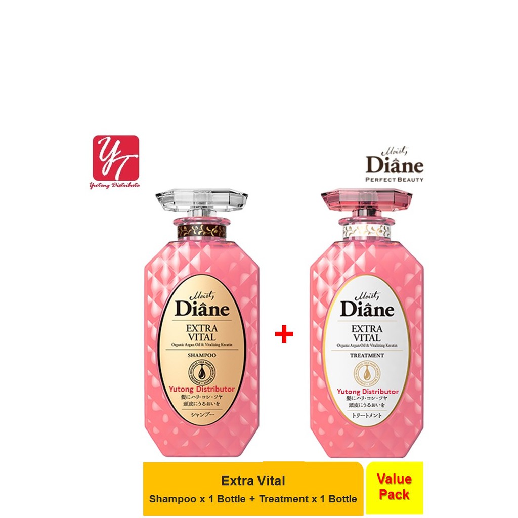 Moist Diane Extra Vital 450ML Shampoo x 1 Bottle + Treatment x 1 Bottle (Value Pack) (STILL