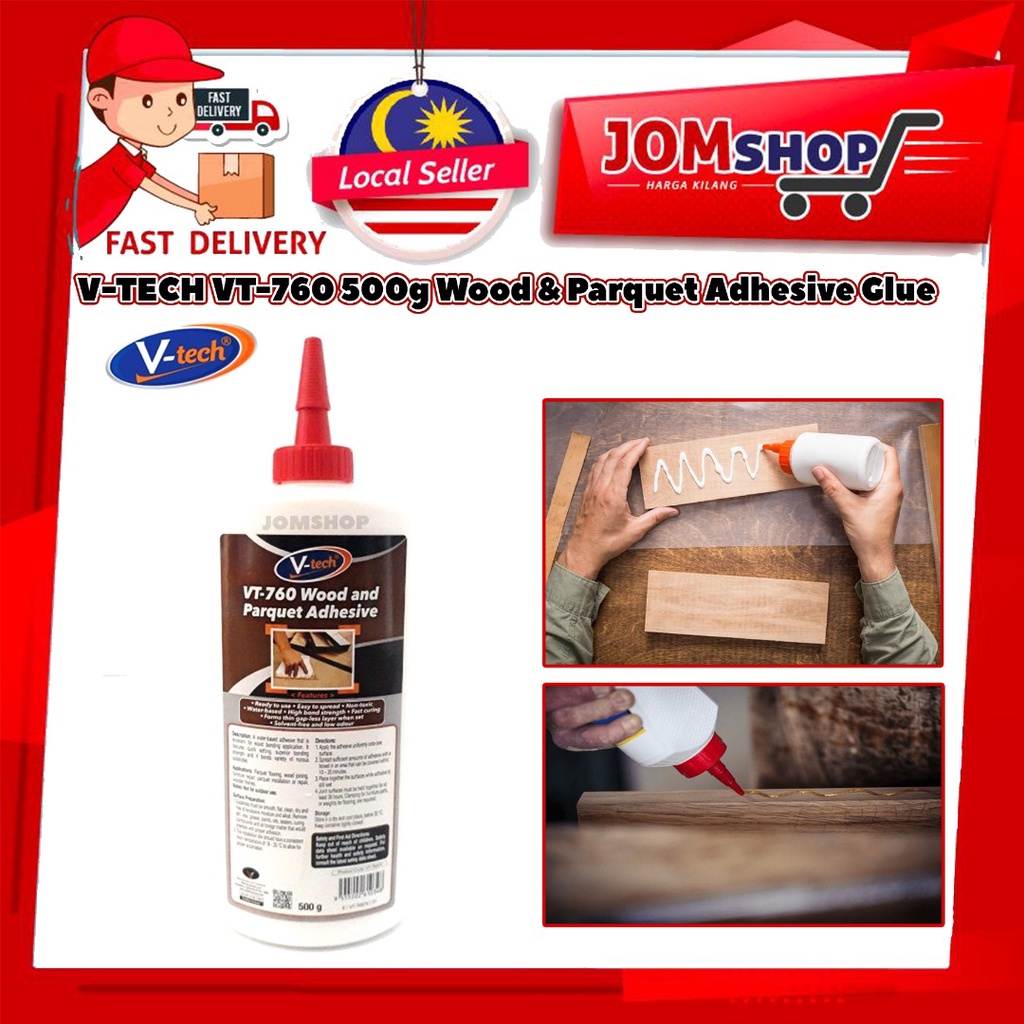 VT-760 Wood and Parquet Adhesive Wall Paper Glue / VT760 Gum Kayu Skirting 500G Vtech Gam Cepat Kering utk Kayu Parquet