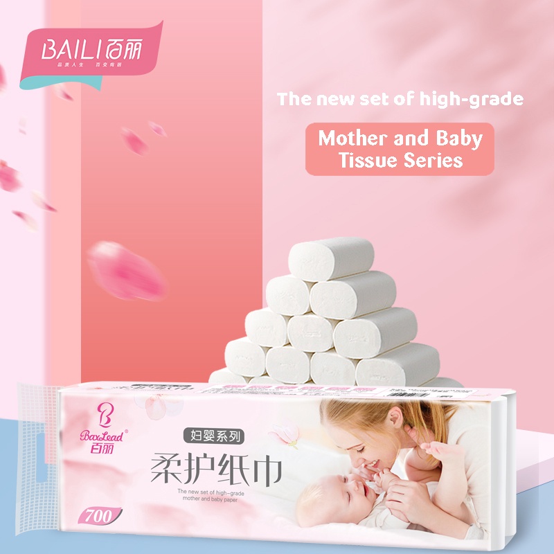 BAILI 6ply 12 ROLL Toilet Roll Baby & Mom 700G Soft For Sensitive